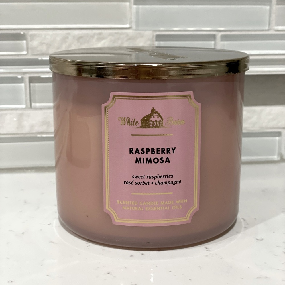 White Barn 3 Wick Raspberry Mimosa Candle - Picture 1 of 3